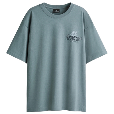 HM男装女装T恤2026春季新款圆领美式短袖宽松版印花上衣0967955