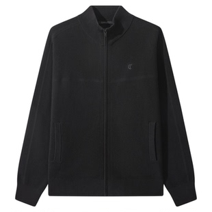 【肌理提花】卡宾针织开衫外套男春季新款复古运动风立领休闲夹克