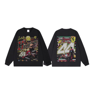 刘易斯Lewis Hamilton f1赛车手人像印花美式中性双面长短袖T恤男