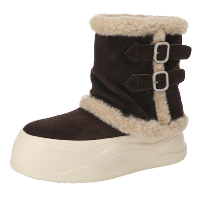 MILLIE'S/妙丽真皮加绒棉鞋女靴