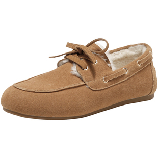 星期六乐福鞋女2025冬季新款女鞋女款爆款加绒加厚保暖真皮小皮鞋