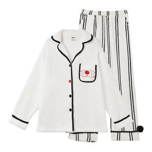 yso【酷猫系列】睡衣女加绒秋冬新款柔软珊瑚绒宽松可外穿家居服D