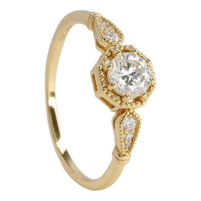 Gardenia 高级设计感莫桑石925纯银戒指环简约气质婚戒 结婚礼物