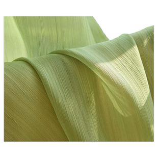 绿色纱帘清新浪漫客厅飘窗窗帘纱帘卧室穿杆帘免打孔绿色复古窗帘