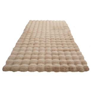 冬季泡泡绒地毯卧室ins风暖色系主卧床前床边毯高级感兔毛绒地垫