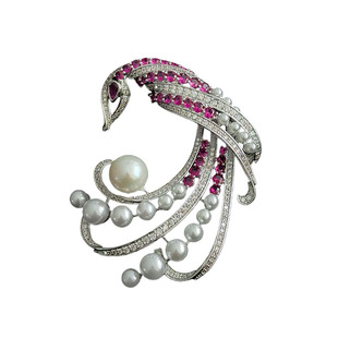 【流光羽翼】高级感凤凰胸针轻奢小众设计珍珠红刚玉胸花大衣配饰