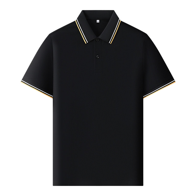 翻领POLO衫定制logo工作服团建短袖黑色丝光纯棉冰爽工装t恤刺绣