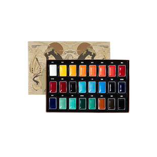 鲁本斯国画颜料12色24色汉系列国画初学者套装小学生入门水墨画工具套装固体矿物颜料美术用品工具全套嗨涂图