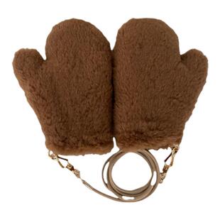 m家同款双面羊毛泰迪熊手套保暖teddy颗粒挂脖手套挂绳户外手套女