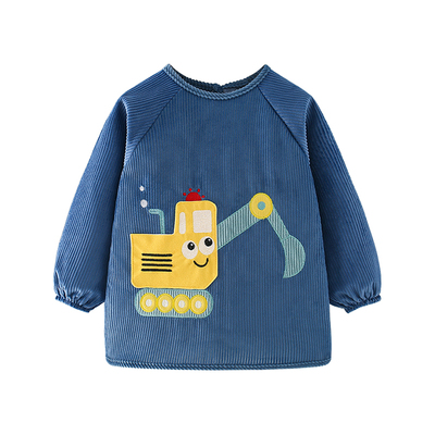 卡通灯芯绒防水防脏儿童罩衣