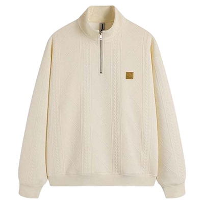 美式复古半拉链立领套头卫衣男秋