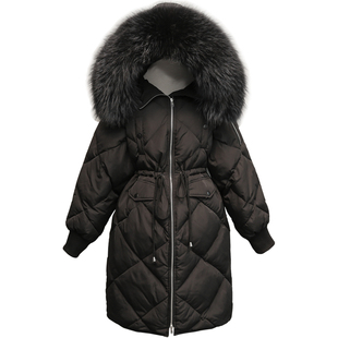 雅鹿胖mm大码羽绒服2025年新款女中长款韩版宽松大毛领200斤外套