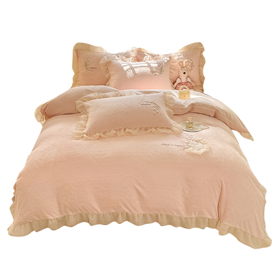 2025A类母婴级加厚牛奶绒四件套冬季保暖双面宝宝绒珊瑚绒床被套