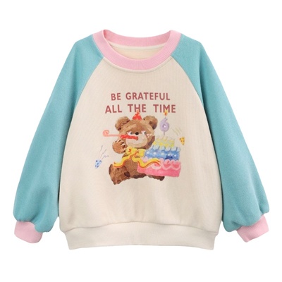 插肩袖卡通印花小可爱加绒卫衣