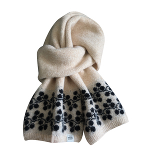 2025新款韩系枝头梅花提花针织围巾女秋冬保暖防寒氛围感百搭围脖