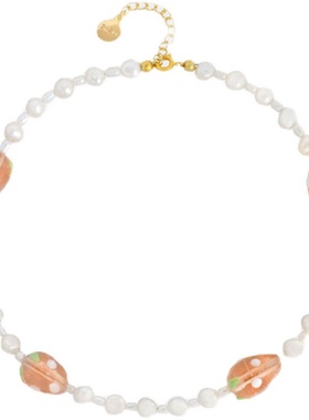 高级感草莓时髦锁骨链巴洛克珍珠