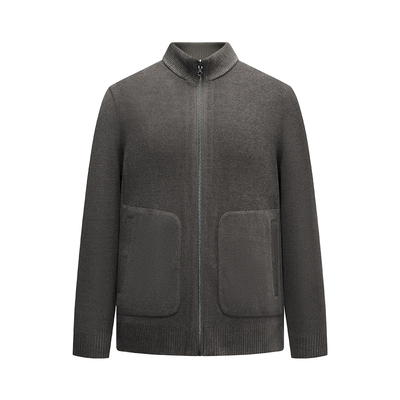 堡尼新品商务夹克立领双面穿羊毛混纺短款茄克休闲外套TFS38031B