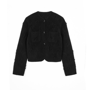 JNBY/江南布衣春秋针织开衫小香风外套圆领短款简约柔软5O9311300