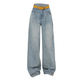 2025新款弯刀阔腿牛仔裤女小个子大码梨型身材白色窄版香蕉镰刀裤