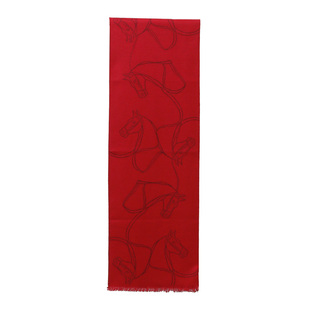 马到成功|中国风秋冬长巾红运马真丝拉绒围巾新年桑蚕丝围脖礼盒