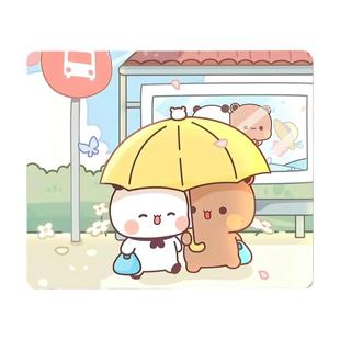 一二布布小号鼠标垫办公室电脑键盘垫卡通可爱熊猫加厚锁边护腕垫