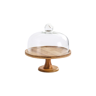 高脚蛋糕展示托盘拍照架子面包慕斯托台水果试吃盘带盖透明玻璃罩