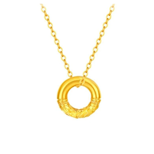 老凤祥黄金祥云平安扣项链足金乾坤圈吊坠纯金挂坠生日礼物送女友