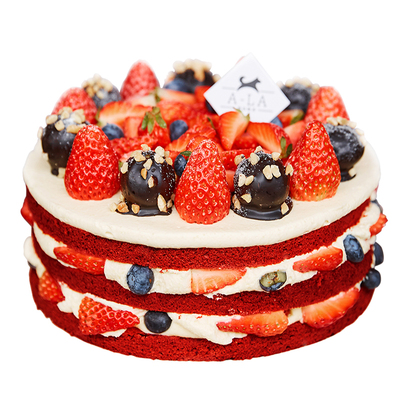 阿拉甜点草莓卡仕达裸蛋糕