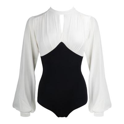 【黄圣依同款】VIA ISLAND向岛新款连体黑白拼色温泉泳衣女度假