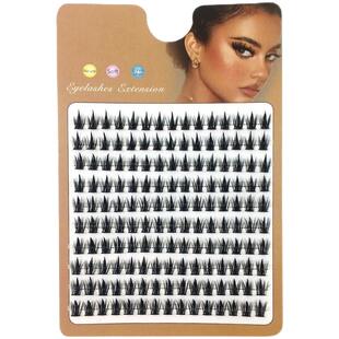 10排装大容量塔尖麦穗假睫毛 细黑梗浓密恶魔小芭比漫画夹心150簇