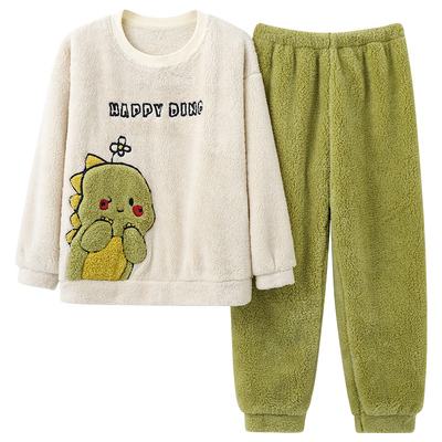 新款情侣珊瑚绒睡衣套装秋冬季