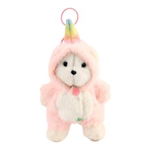 卡通毛绒睡衣熊钥匙扣挂件情侣创意小礼品钥匙链呆萌小熊背包挂件