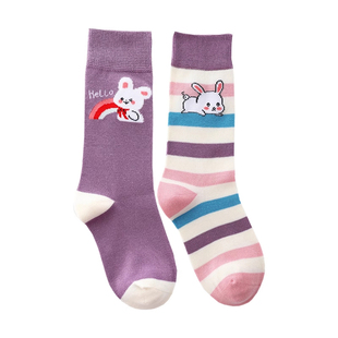 儿童袜子秋冬季纯棉中长筒女童潮春秋全棉中大童女半腿袜高筒冬款