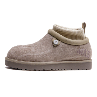 马登雪地靴男款2026冬季新款加绒保暖鞋一脚蹬棉鞋低帮休闲短靴子