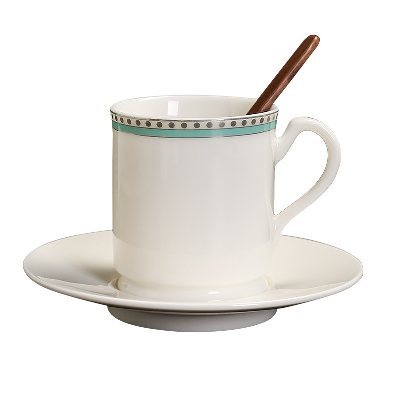 羊脂玉瓷陶瓷水杯马克杯咖啡杯带杯碟纯色办公杯茶杯商务礼品定制