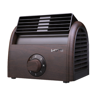 Kini正品无叶迷你小风扇双涡轮家用小型桌面台式学生宿舍办公室静音复古仿木质非USB电扇电风扇冷风机大风力