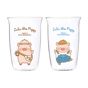 川岛屋&lulu猪联名 高硼硅玻璃水杯女高颜值咖啡啤酒果汁牛奶杯子