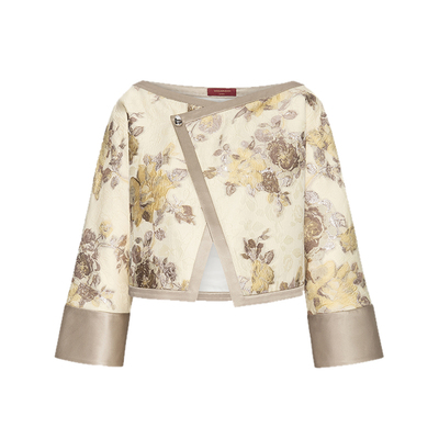 糖心旦TANGXINDAN飞琼 提花中式斜襟开衫短披肩宽松上衣