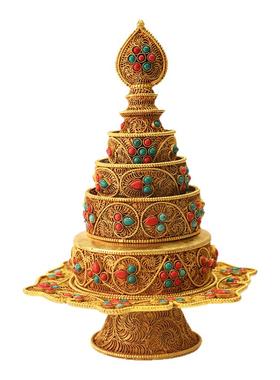 尼泊尔纯手工红铜掐丝曼扎盘