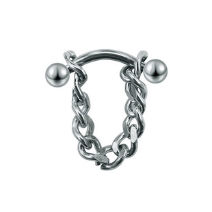 圆球眉钉穿刺时尚韩版钛钢链条男女眉环系带钉小乳钉尖锥锁骨钉