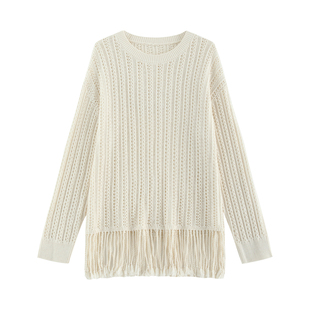 【麦络】重磅斯托尔手工编织流苏镂空随性氛围感罩衫-F19259