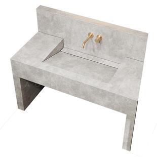 岩板一体盆浴室柜组合卫生间洗漱台单双盆落地洗脸手池无缝盆定制