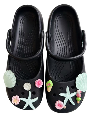 夏日海洋风贝壳海星樱花洞洞鞋扣