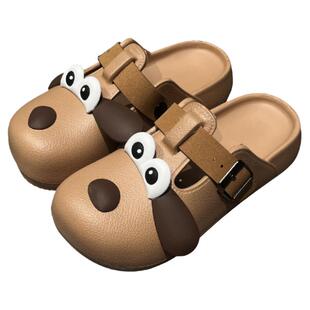 Michelle Girl卡通可爱大眼狗包头防风踩屎感软底个性少女拖鞋