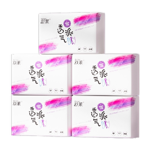 舒莱卫生巾透气派超长夜用430mm420加宽防漏大扇尾透气干爽姨妈巾