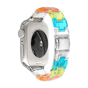 适用于iwatch表带树脂苹果手表6/5/4/3表带applewatchse手表带小众女款watchs8/s7腕带夏天树脂蝴蝶扣表带se2