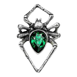 A牌蒸汽朋克潮人个性高级墨绿水晶蜘蛛戒指 Alchemy Gothic R222