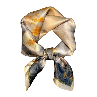 春季新款真丝小方巾女士丝巾复古