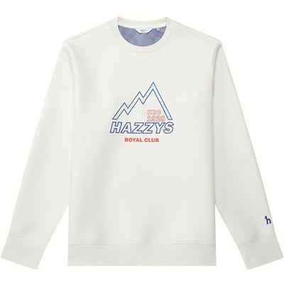 Hazzys哈吉斯秋季纯色图案长袖卫衣男休闲时尚上衣潮