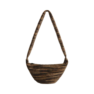 SecondMoon个性彩色条纹毛呢肌理感百搭通勤牛角可颂包斜挎包